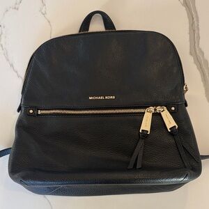 Michael Kors Black Pebbled Leather Backpack